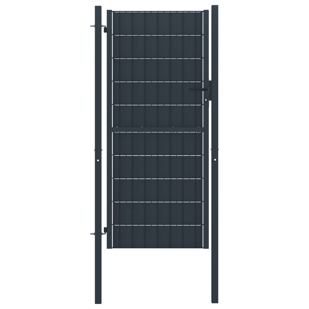 foto del prodotto cancello per recinzione in pvc e acciaio 100x124 cm antracite