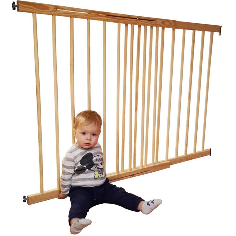 foto del prodotto cancello per scale - legno - da 72 a 122 cm di larghezza x 68 cm di altezza