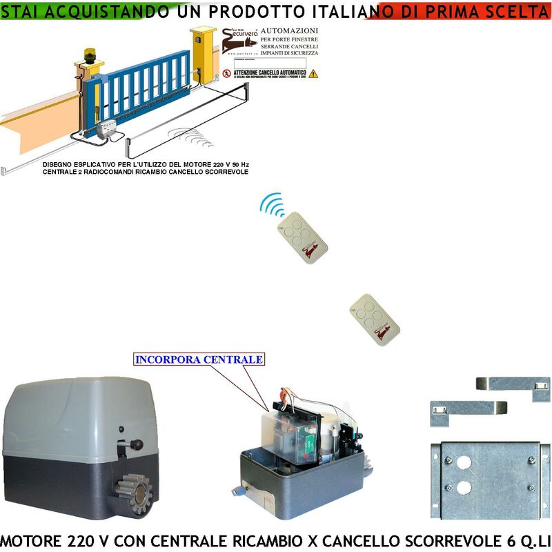 foto del prodotto cancello scorrevole 6 quintali motore 220 v centrale di comando radiocomando ricambio qualsiasi marca italiana ce