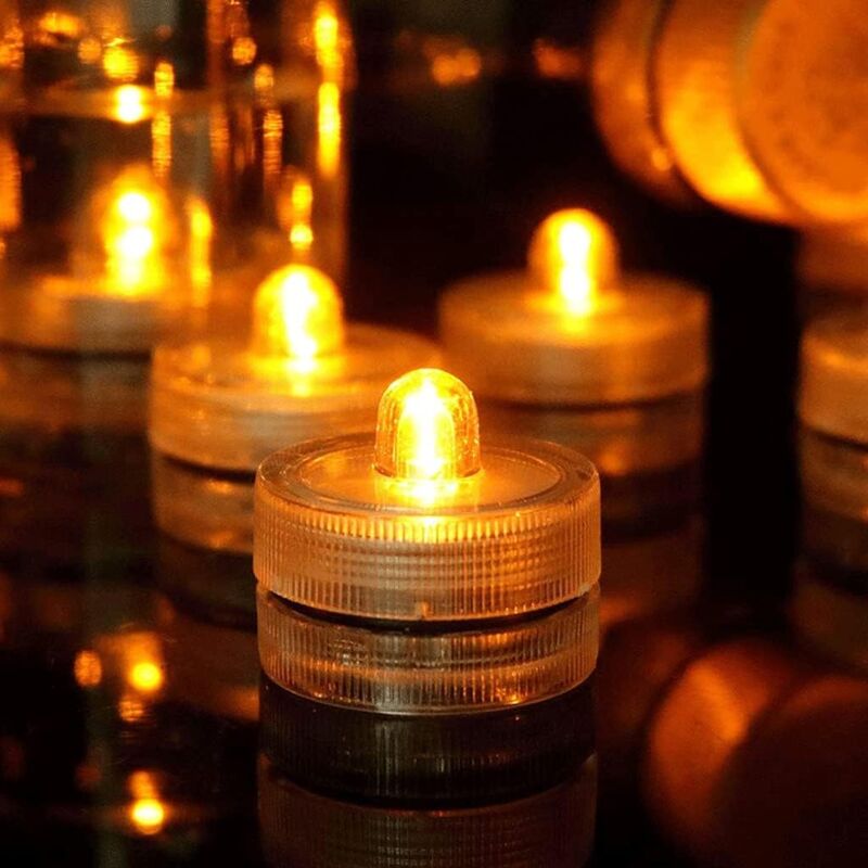 foto del prodotto candela, 12 pezzi impermeabile a batteria led tea light subacquea led luce decorazione lampada per matrimonio festa di compleanno colore giallo 