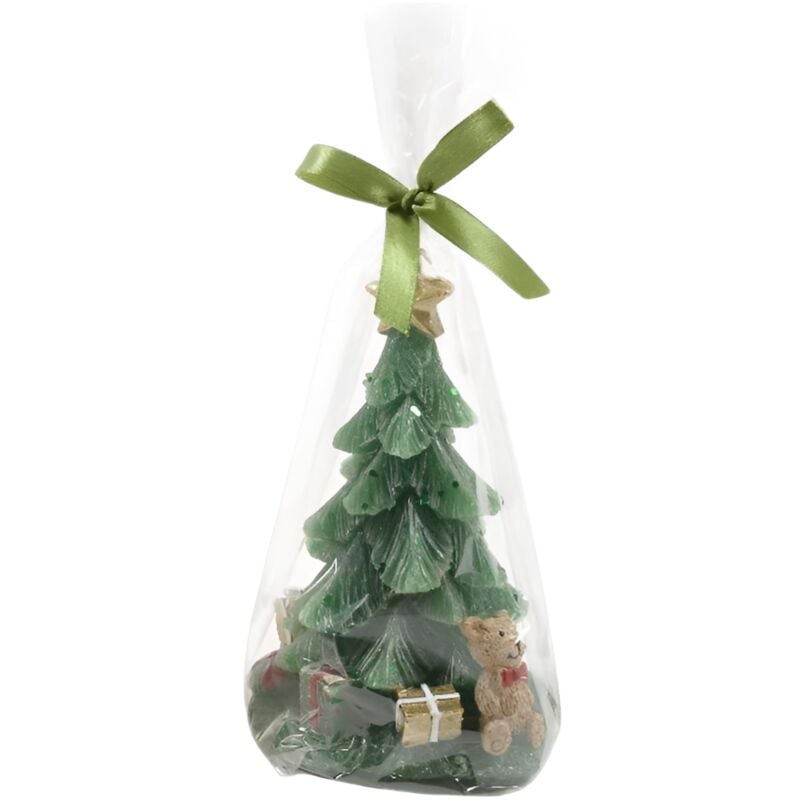 foto del prodotto candela a forma di albero di natale 9.5 x h 13,5 cm -bianco