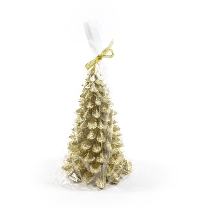 foto del prodotto candela a forma di albero di natale, decorazione per interno ed esterno - 11.5 x h 18 cm verde