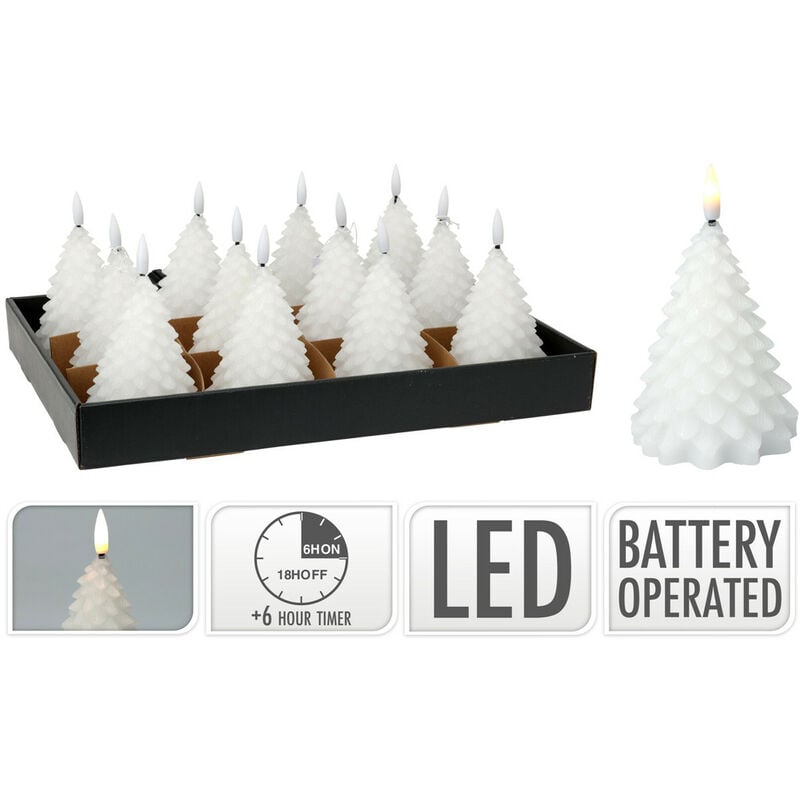 foto del prodotto candela albero bianco altezza 11 cm con led a batteria