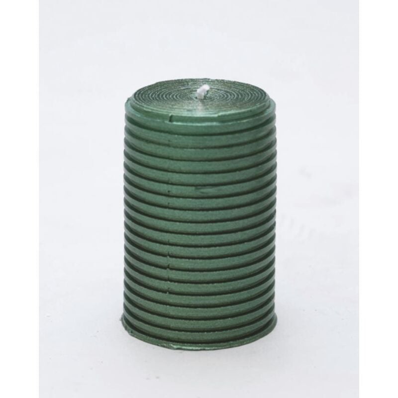 foto del prodotto candela cilindro glitterata verde 5x7,5 cm