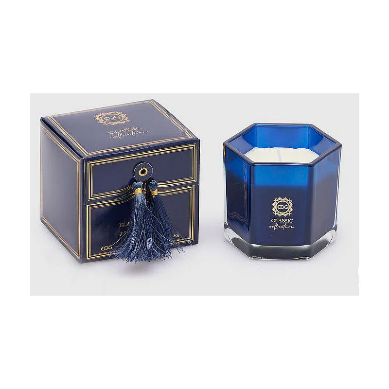 foto del prodotto candela collezione classica 8.5xh8.5cm fragranza black forest blu, natale, decorazioni casa edg