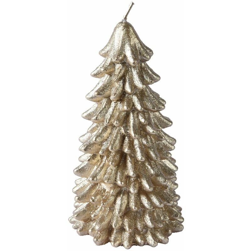 foto del prodotto candela decorativa a forma di albero di natale color champagne piccolo