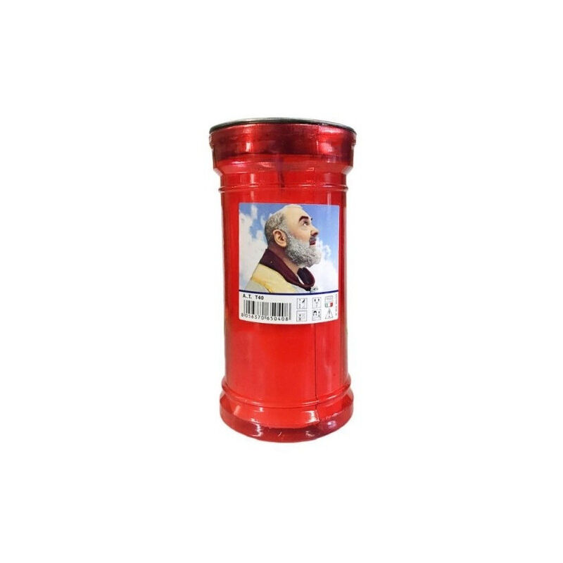 foto del prodotto candela di cera 12 cm t40 padre pio luce votiva cero lumino votivo antivento trade shop traesio