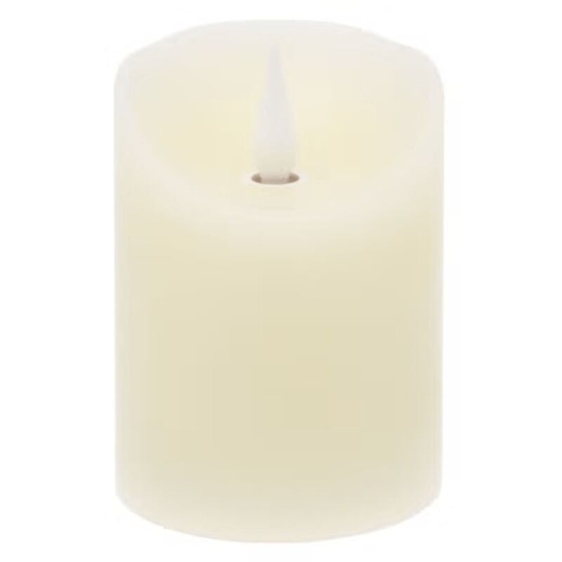 foto del prodotto candela led avorio in cera liscia, fiamma mobile 7,5 cm per decorazioni h 12.5 cm