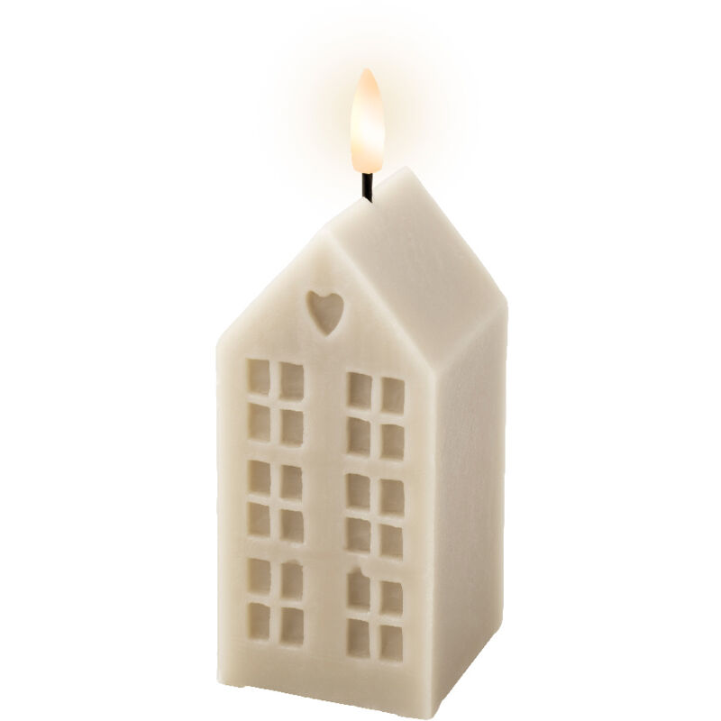 foto del prodotto candela led in cera bianca 6x6x14,8 cm