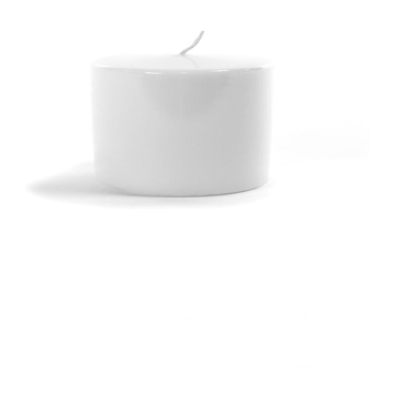 foto del prodotto candela pillar lucid con scatola regalo, decorazione natalizia per interno ed esterno 5 x h 5 cm bianco