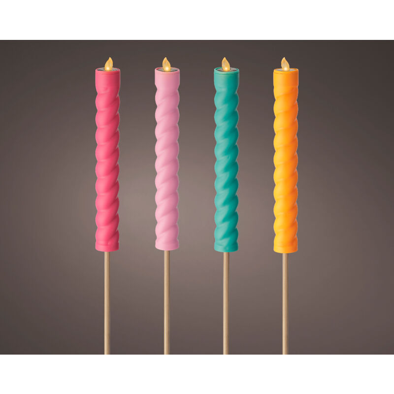 foto del prodotto candela solare in plastica effetto fiamma fuoco 4 colori assortiti