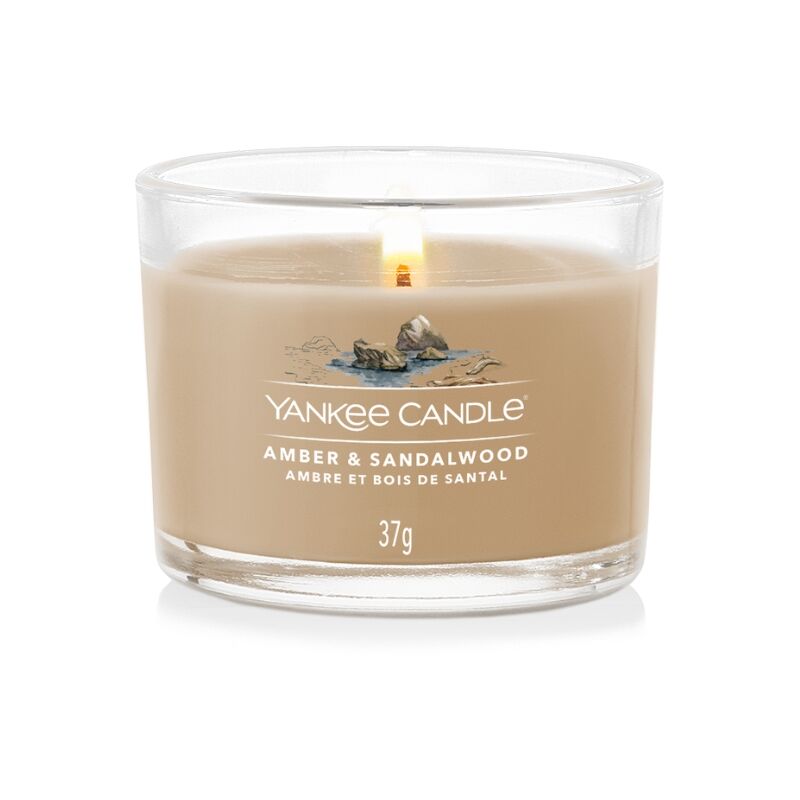 foto del prodotto candela votive in vetro singola amber e sandalwood yankee candle