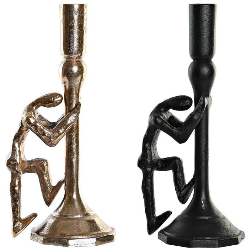 foto del prodotto candelabro dkd home decor 12 x 10 x 27 cm champagne nero alluminio moderno (2 unità)