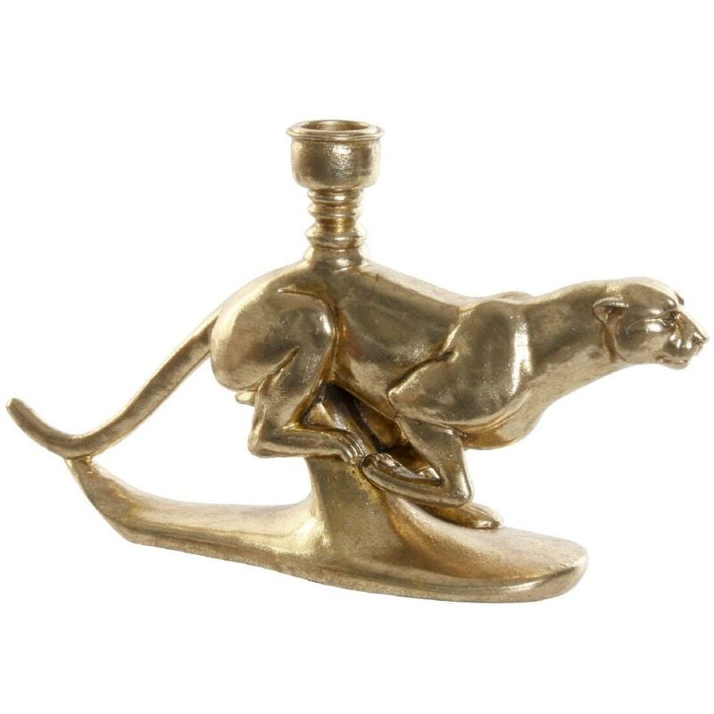 foto del prodotto candelabro dkd home decor dorato resina alluminio leopardo tropicale candelabro 25 x 6 x 14 cm