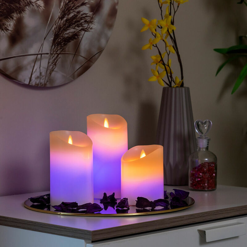 foto del prodotto candele a led multicolor effetto fiamma con telecomando lendles innovagoods 3 unit 