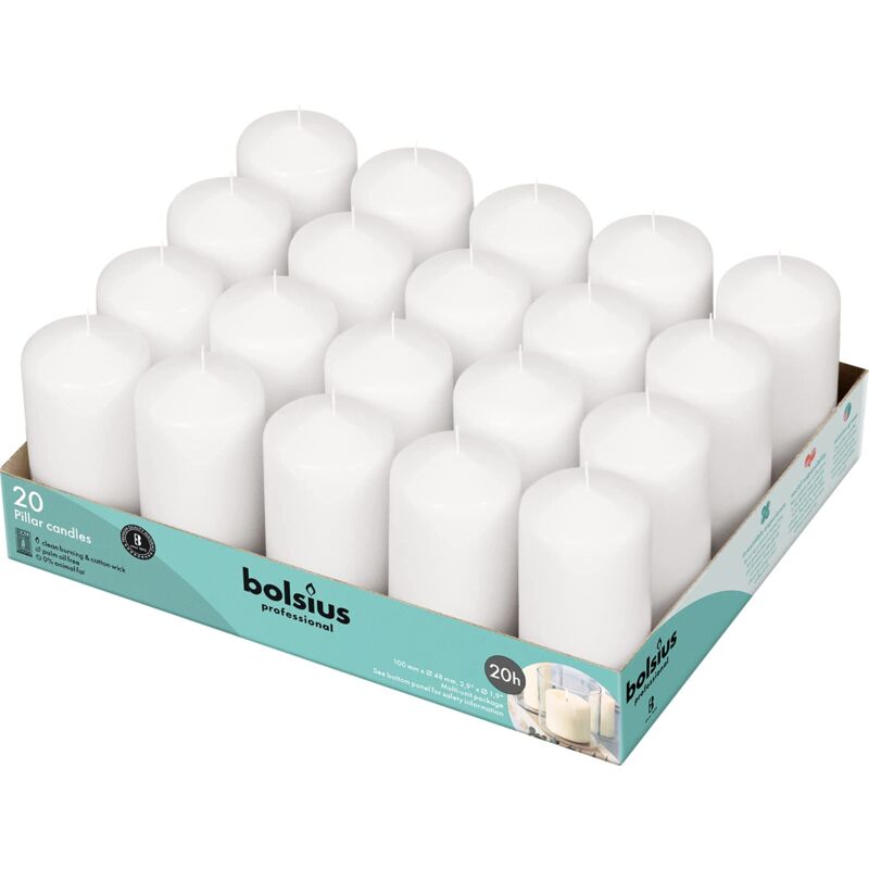 foto del prodotto candele basiche per decorazione, cera, bianco, inodore dimensione cero singolo h 9.8 cm 4.8cm, 20 unit bolsius