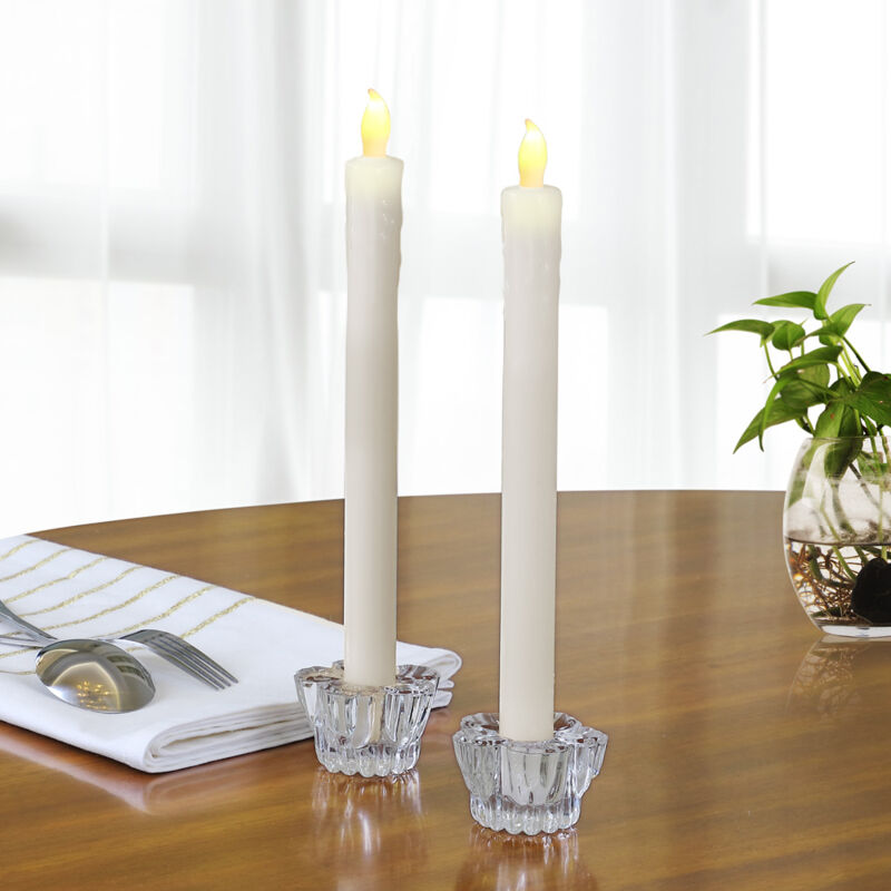 foto del prodotto candele da tavolo set da 8 candele led con porta candele in vetro fiamma tremolante a batteria 2,1x26 cm candele elettriche candele per candelabro