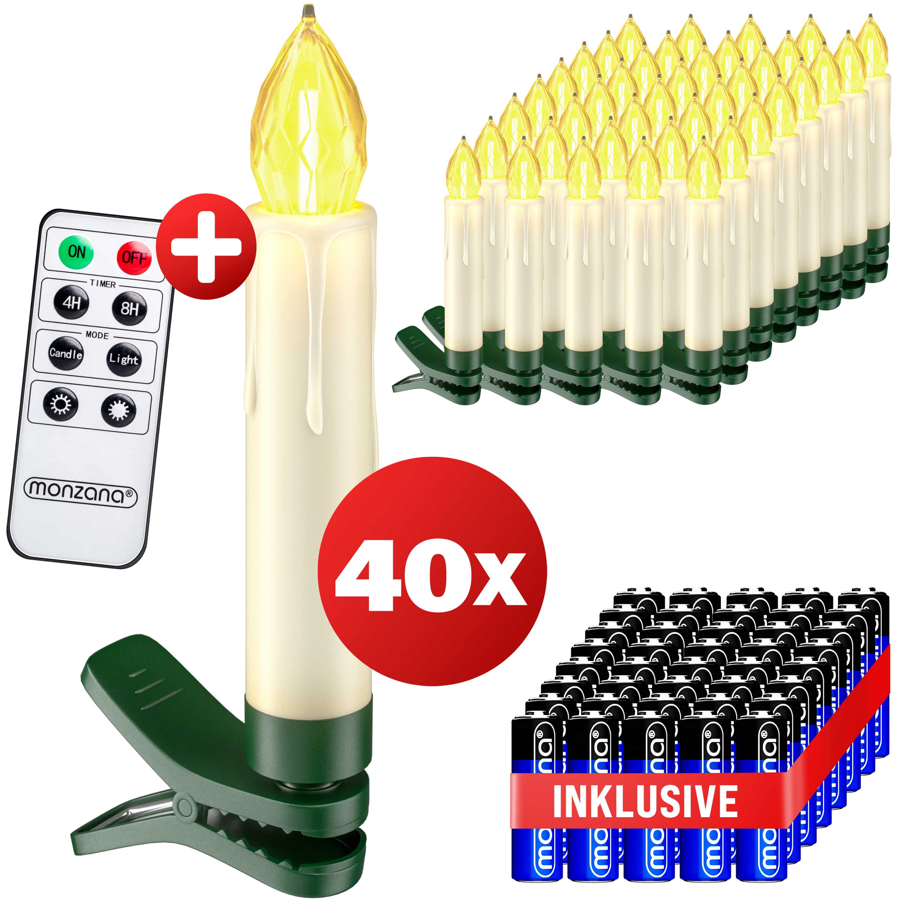 foto del prodotto candele led per albero di natale set di 40 bianco caldo incl batteria