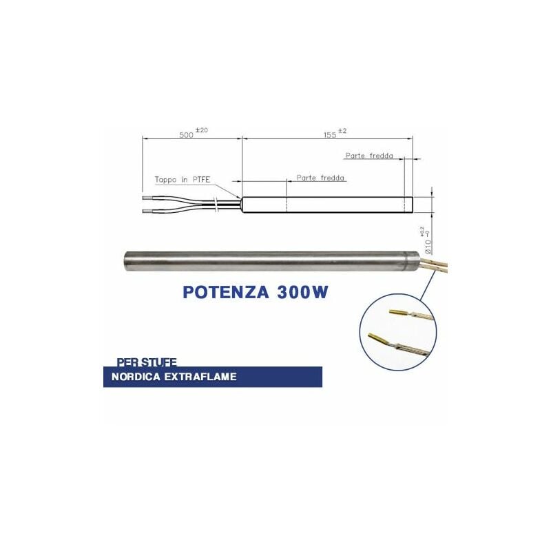 foto del prodotto candeletta accensione stufa pellet resistenza d 10.2x 155 300w nordica ex 04044 