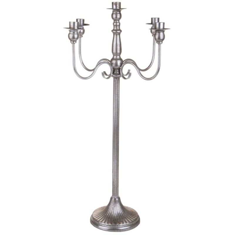 foto del prodotto candeliere con 5 bracci 75 cm in metallo argento