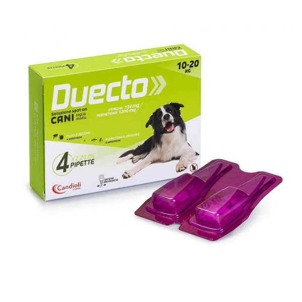 foto del prodotto candioli pharma duecto spot on 4 pipette per cani 10 20 kg antiparassitario per cani 1 ordine scegli lo sconto bzr5 bzr20 200 punti fedelt 