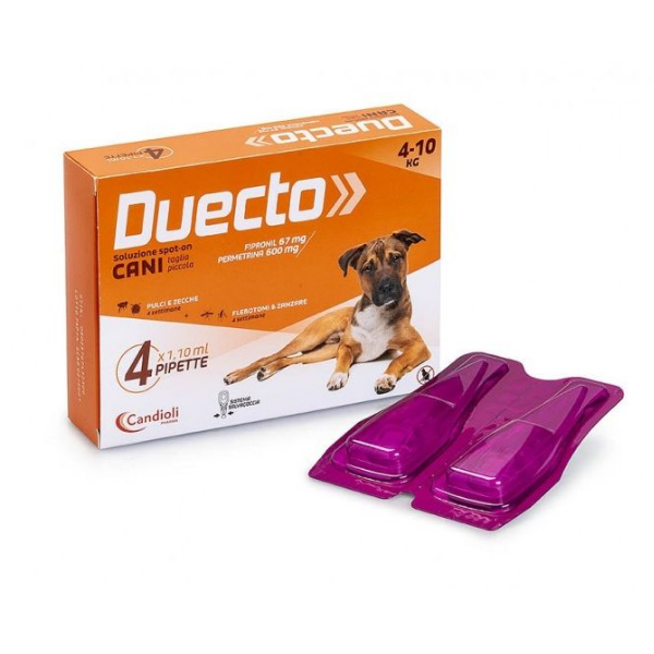 foto del prodotto candioli pharma duecto spot on 4 pipette per cani 4 10 kg antiparassitario per cani 1 ordine scegli lo sconto bzr5 bzr20 200 punti fedelt 