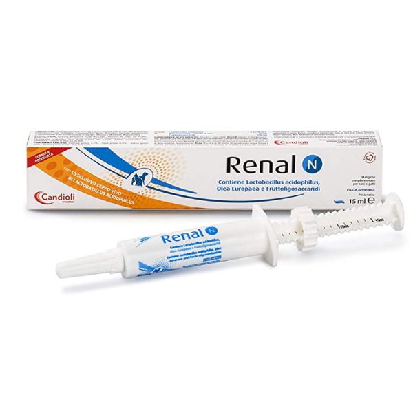 foto del prodotto candioli pharma renal n pasta appetibile in siringa 15 ml 1 ordine scegli lo sconto bzr5 bzr20 200 punti fedelt integratori per cani