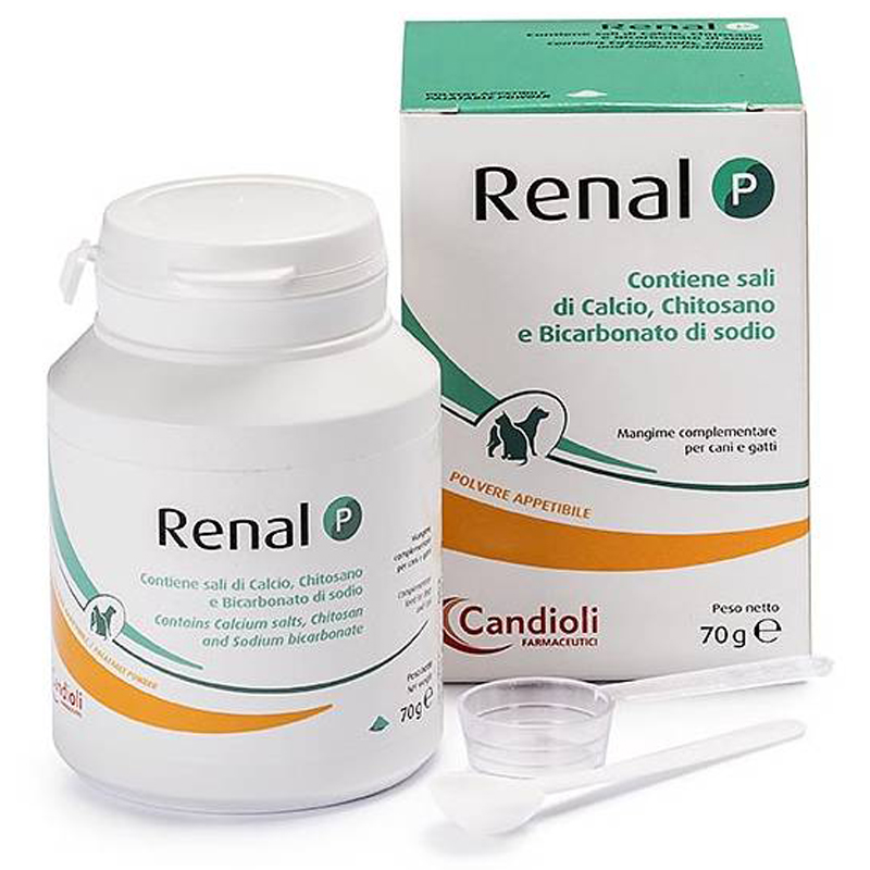 foto del prodotto candioli pharma renal p polvere riduzione fosforo 70 g 1 ordine scegli lo sconto bzr5 bzr20 200 punti fedelt integratori per cani