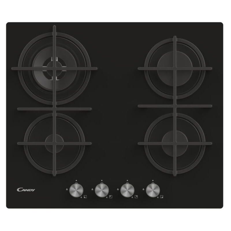 foto del prodotto candy moderna cvg6br4wpb piano cottura da incasso 59 cm gas 4 fornelli nero
