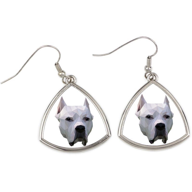 foto del prodotto cane argentino, dogo argentino orecchini con foto e scritta cane geometrico art dog