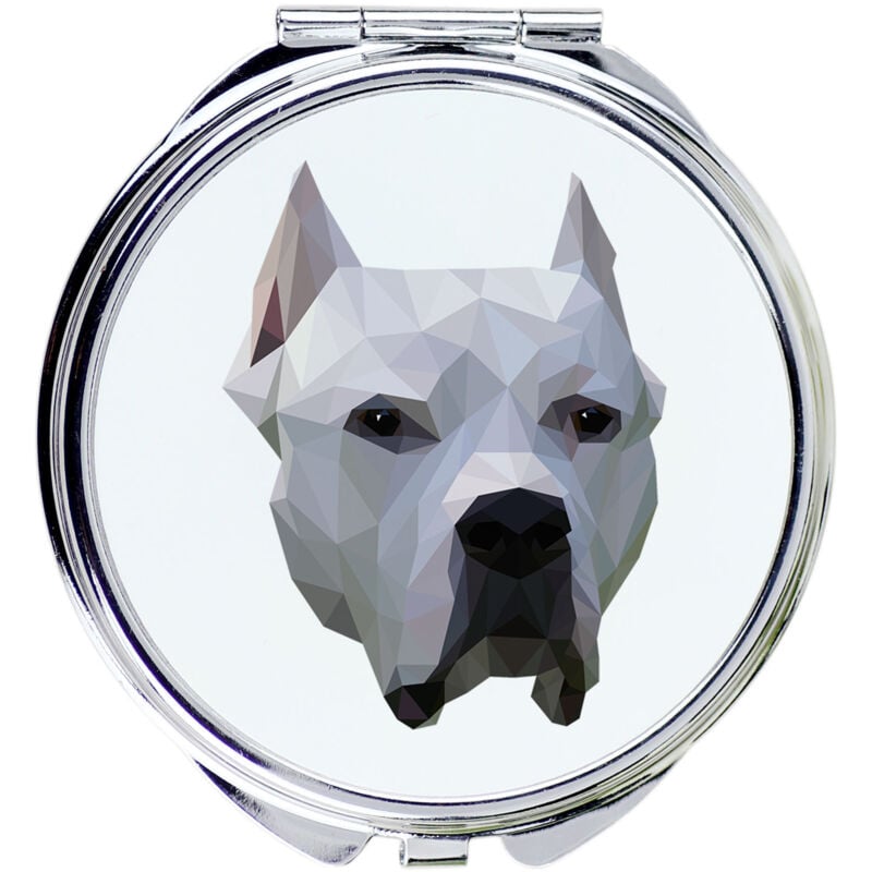 foto del prodotto cane argentino, dogo argentino uno specchio con una foto e un iscrizione geometrica di art dog