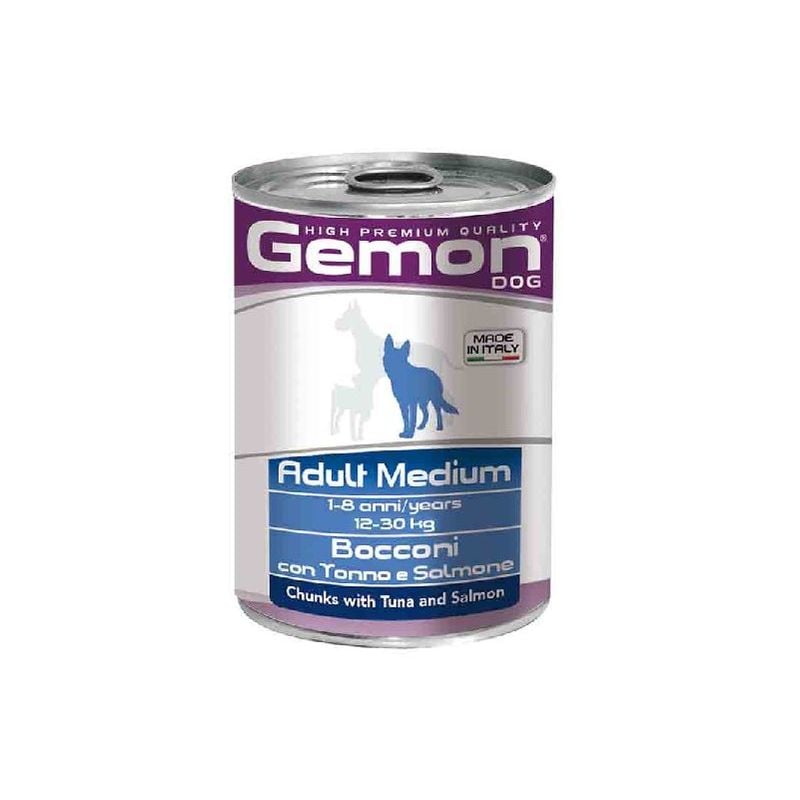 foto del prodotto cane bocconi tonno e salmone 415gr gemon