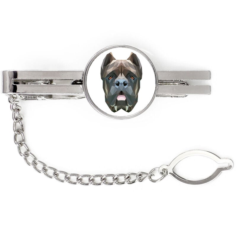foto del prodotto cane corso italiano - fermacravatta geometrico con foto e scritta art-dog
