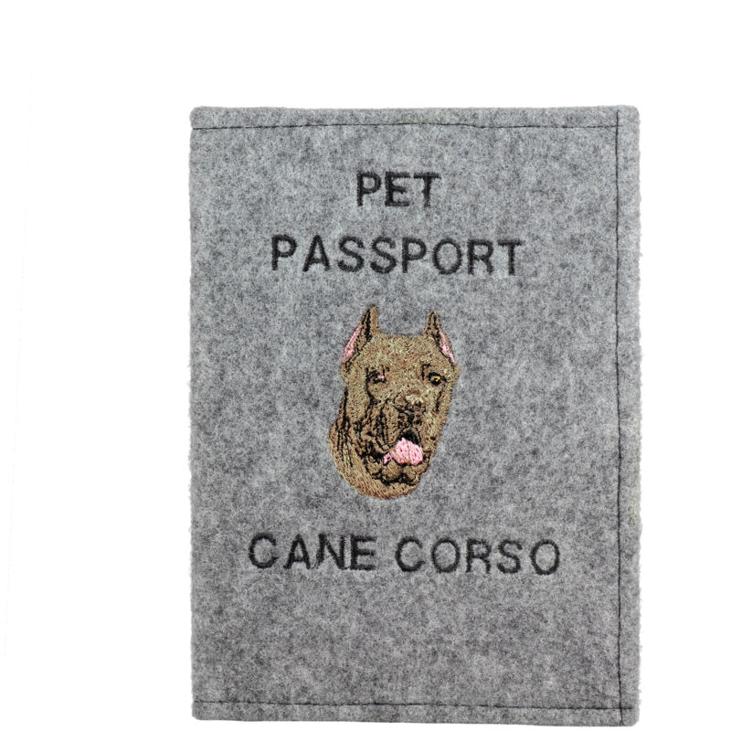 foto del prodotto cane corso italiano portapassaporto per cani, portadocumenti, regalo per viaggiatori di art dog