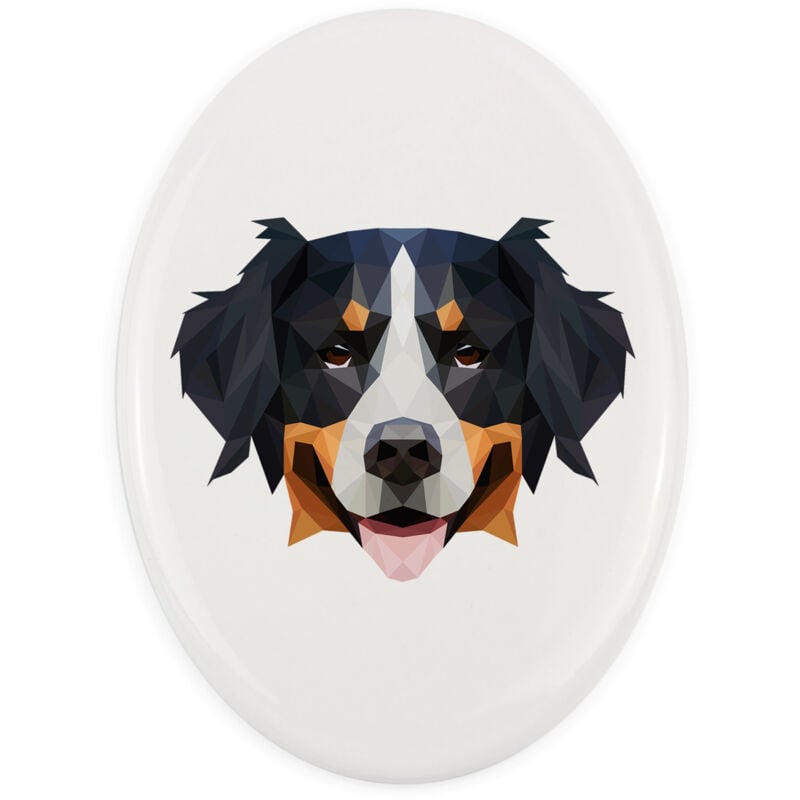 foto del prodotto cane da montagna bernese una foto e una piastrella con iscrizione geometrica di art dog