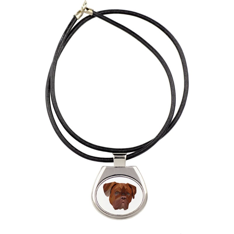 foto del prodotto cane di bordeaux, dogue de bordeaux, mastino francese - collana con foto e iscrizione geometrica di art-dog