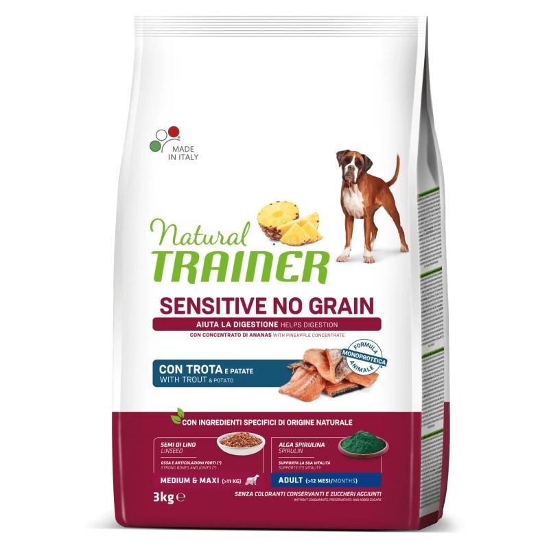 foto del prodotto cane medium e maxi adult no grain 3 kg trota trainer
