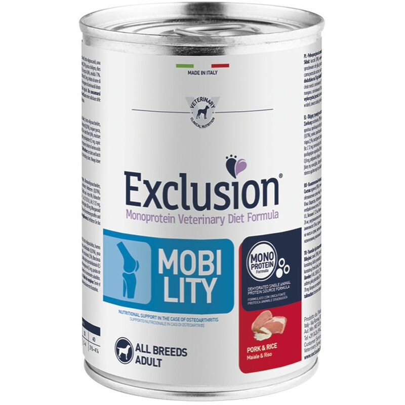 foto del prodotto cane mobility all breeds 400gr maiale e riso exclusion