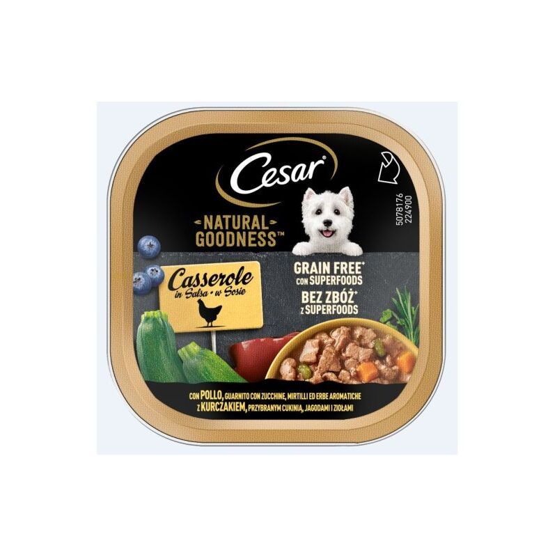 foto del prodotto cane natural goodness 100gr casserole pollo zucchine mirtilli erbe cesar