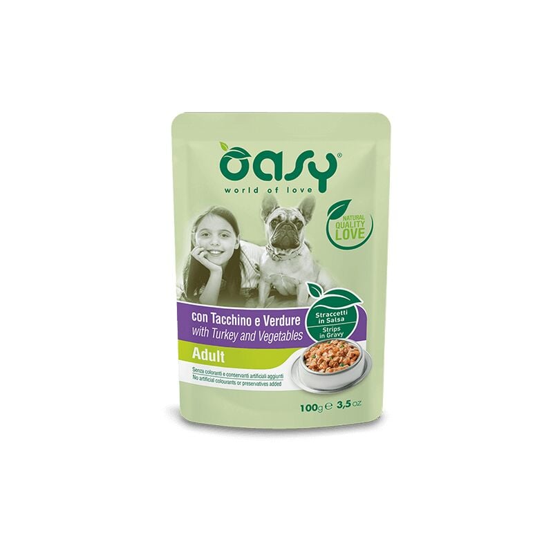 foto del prodotto cane straccetti adult tacchino e verdure 100 gr oasy