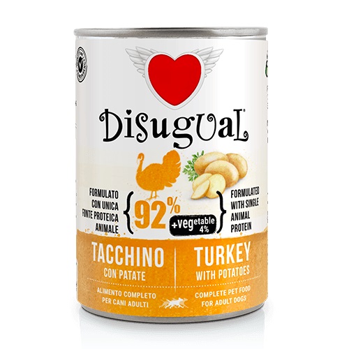 foto del prodotto cane vegetable monoproteico 400gr tacchino e patate disugual