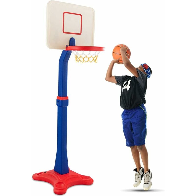 foto del prodotto canestro da basket a colonna per bambini, con altezza regolabile, per allenarsi a giocare a basket, per interno ed esterno, per bambini 3 anni,