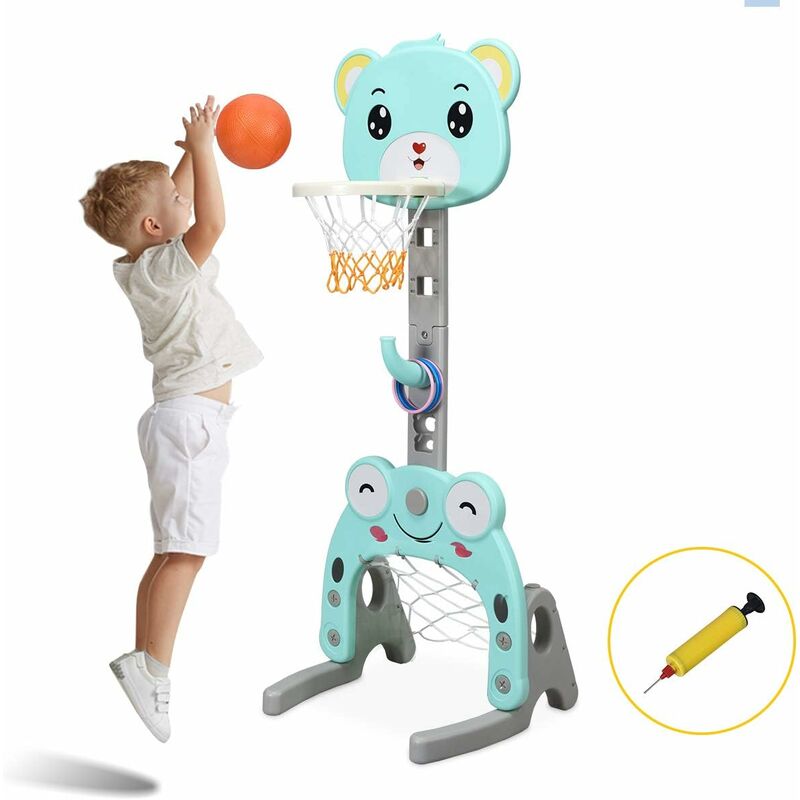 foto del prodotto canestro da basket, centro attivit 3 in 1 per bambini, canestro da basket con porta da calcio e gioco degli anelli, set basket e calcio a forma di