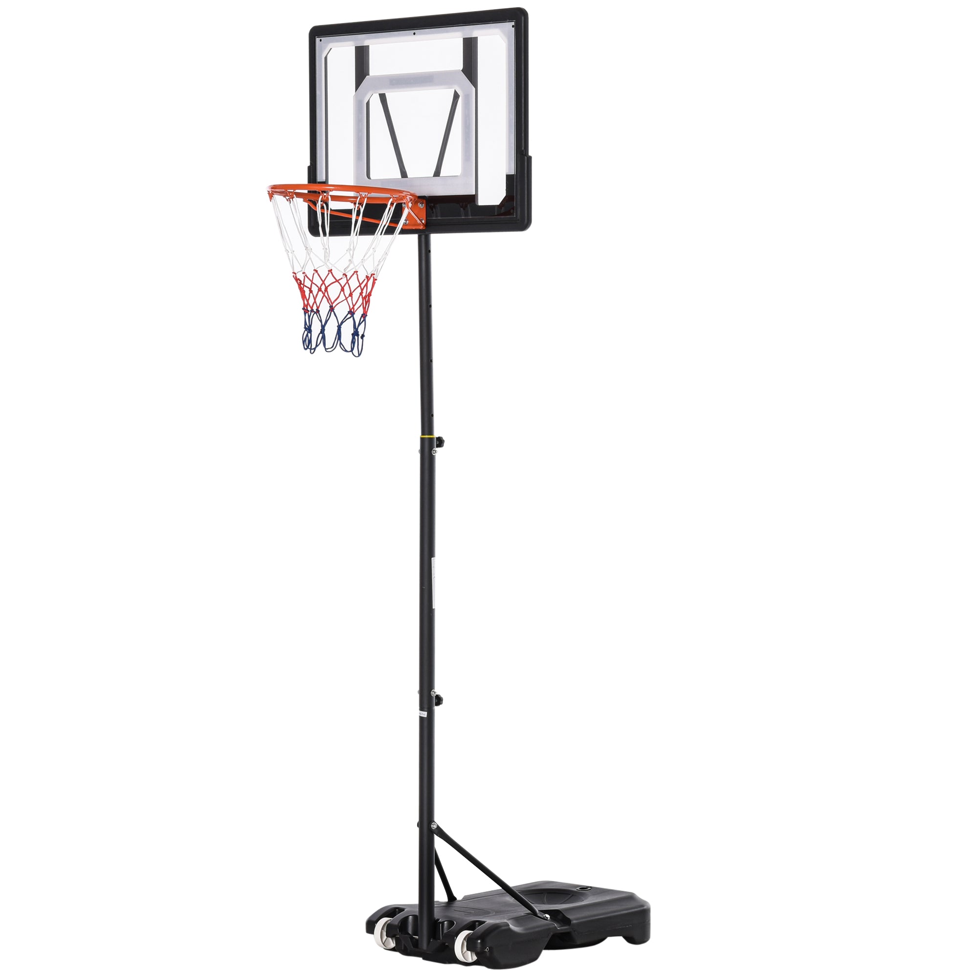 foto del prodotto canestro da basket da esterno altezza regolabile 160-210 cm in acciaio con ruote nero