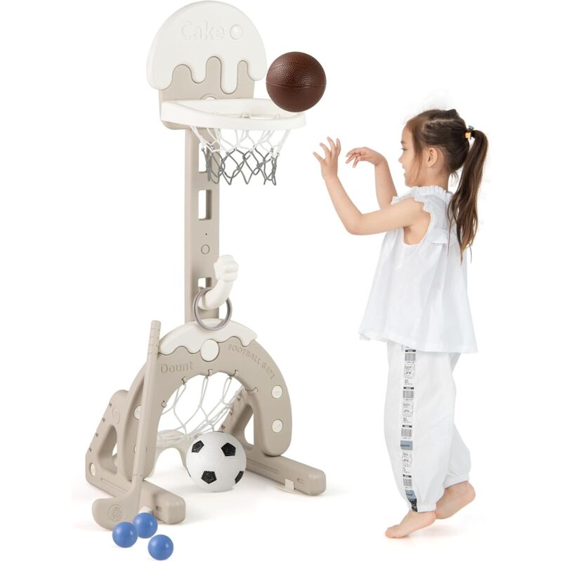 foto del prodotto canestro da basket per bambini, 4 in 1 centro attivit , porta calcio golf gioco del cerchio, altezza regolabile per interni ed esterni, regalo per