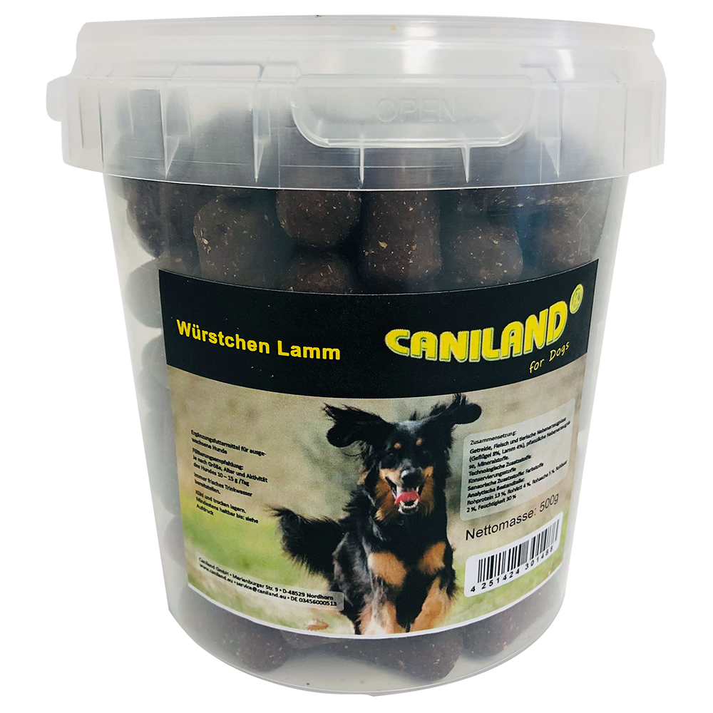 foto del prodotto caniland salamini di agnello con aroma affumicato snack per cani 500 g