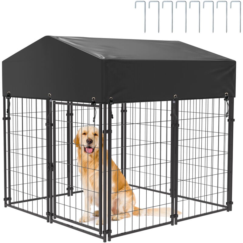 foto del prodotto canile recinto per cani da esterno con tetto box per cani in metallo 127x120x134cm