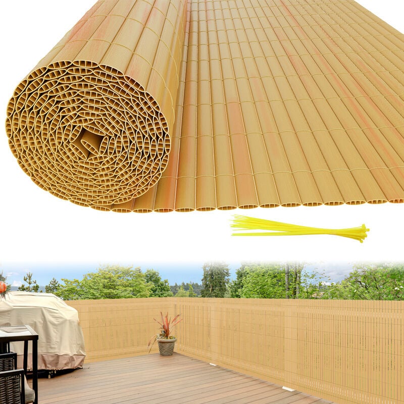 foto del prodotto canisse in pvc canisse in pvc per il giardino, il balcone e la terrazza. recinzione frangivento per balconi bamb 140 x 400cm swanew