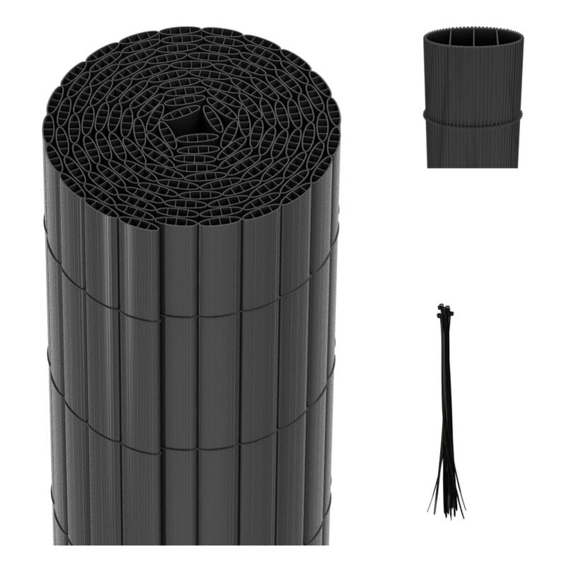 immagine 0 del prodotto canisse in pvc canisse in pvc per il giardino, il balcone e la terrazza. recinzione frangivento per balconi grigio 140 x 400cm swanew