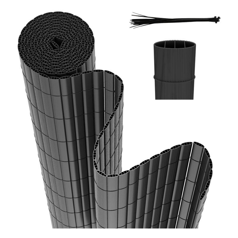 foto del prodotto canisse in pvc canisse in pvc per il giardino, il balcone e la terrazza. recinzione frangivento per balconi grigio 90 x 900cm swanew